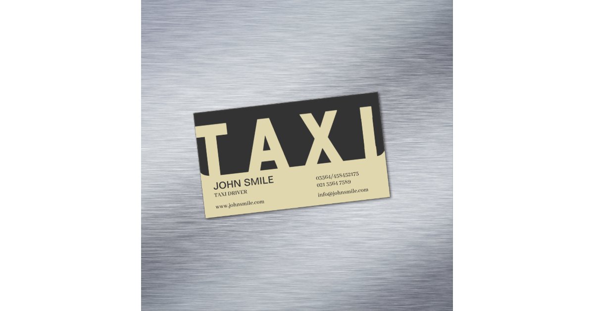 Light Yellow Taxi | Modern Taxi driver Business Card Magnet | Zazzle