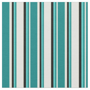 Light Yellow, Teal, Turquoise, and Black Colored Fabric