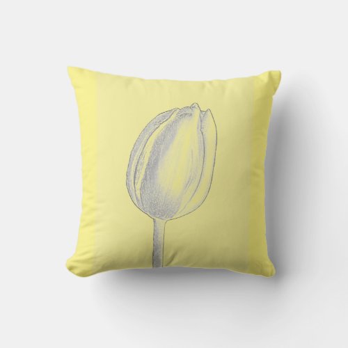 Light Yellow Tulips Floral Pattern Grey Custom Throw Pillow