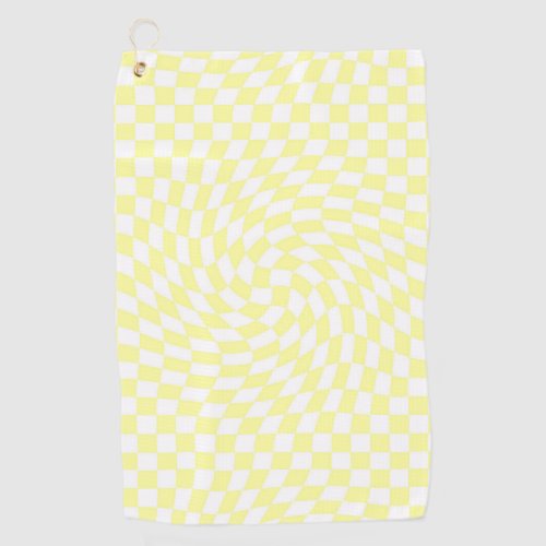 Light Yellow  White Checks Checkered Pattern Golf Towel