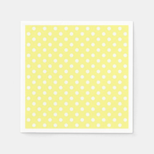 Light Yellow White Polka Dots Pattern Napkins