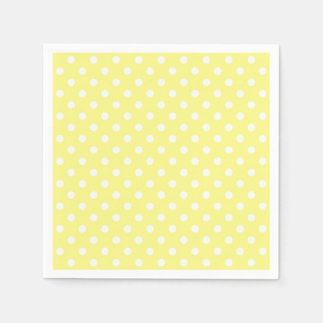 Light Yellow White Polka Dots Pattern Napkins (Front)