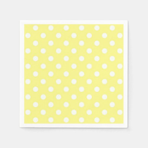 Light Yellow White Polka Dots Pattern Paper Napkins