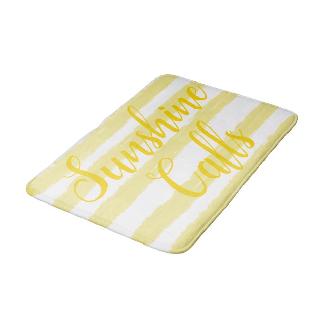 Light Yellow White Stripes Bath Mat (Angled)