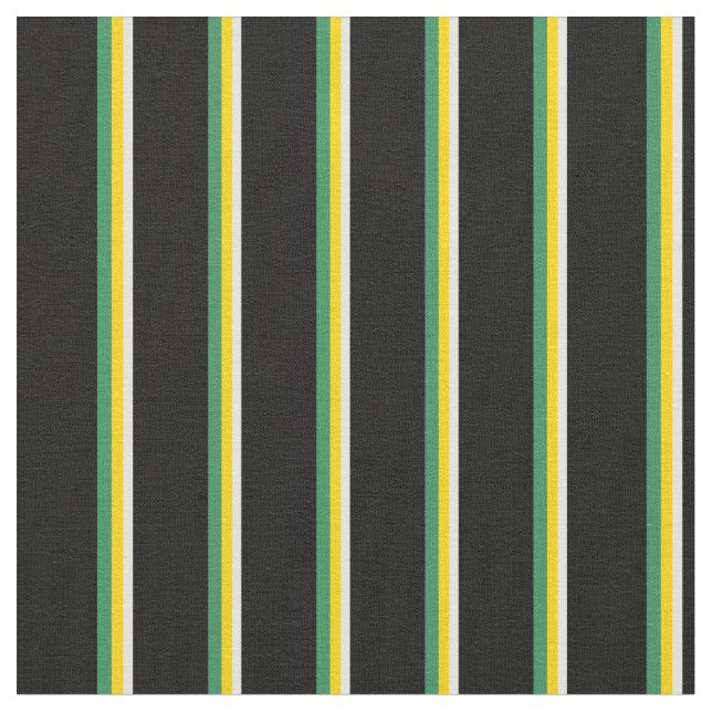 Light Yellow, Yellow, Sea Green & Black Lines Fabric (Close Up)