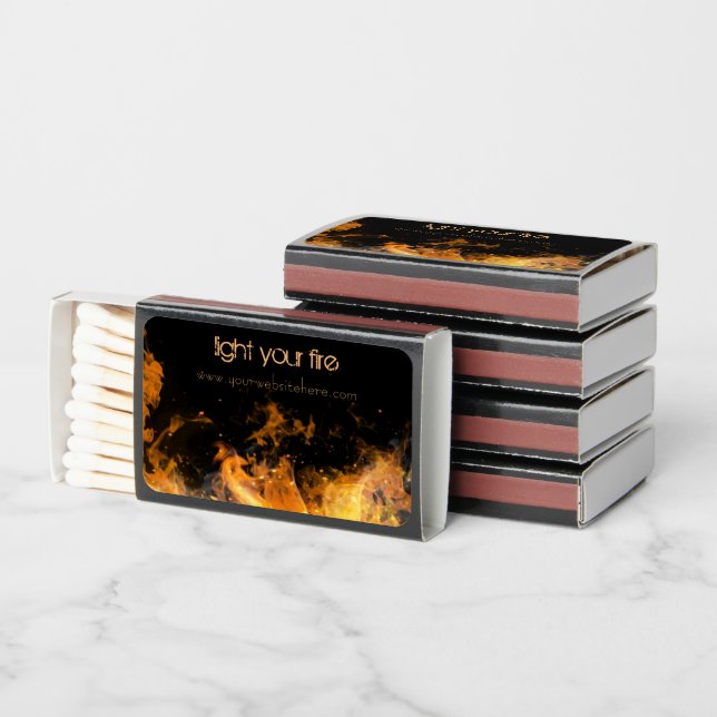 Light Your Fire Flames on Black Promo Matchboxes (Stacked)
