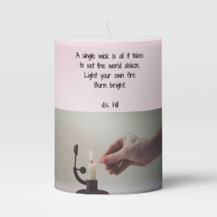 "Light Your Own Fire" poem on candle