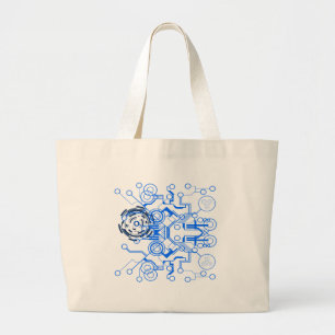 lightblue circuitboard flowchart large tote bag