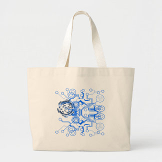 lightblue circuitboard flowchart large tote bag
