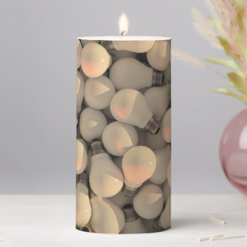 Lightbulb abstract collage white gray black pillar candle
