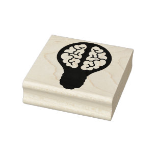 Lightbulb Brain Rubber Stamp