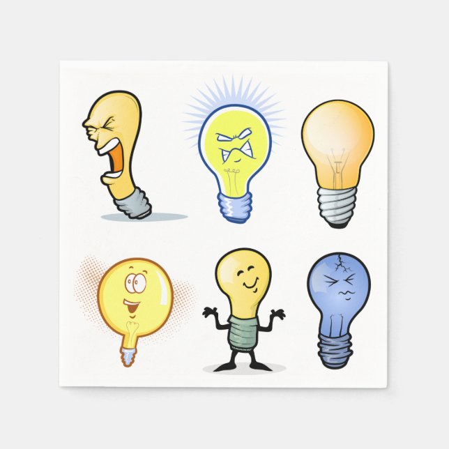Lightbulb Characters Paper Napkins (Front)