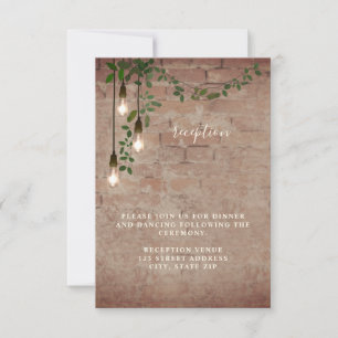 Lightbulb Greenery Garland Wedding Reception Invitation