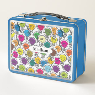 Lightbulb Pattern custom name lunch boxes