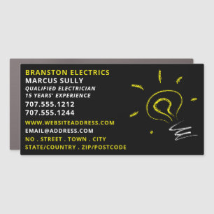 Lightbulb Sketch Design, Electrician Car Magnet
