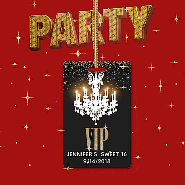 Lighted Chandelier Sweet 16 Party VIP Badge (Creator Uploaded)