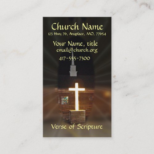 Lighted Cross Log Church Cards_ customize Business Card