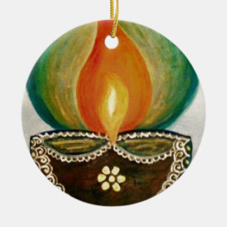 lighted diya ceramic ornament