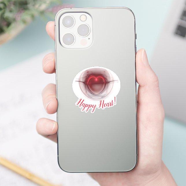 Lighted Heart Fractal Art Custom Personalized Sticker (Phone)