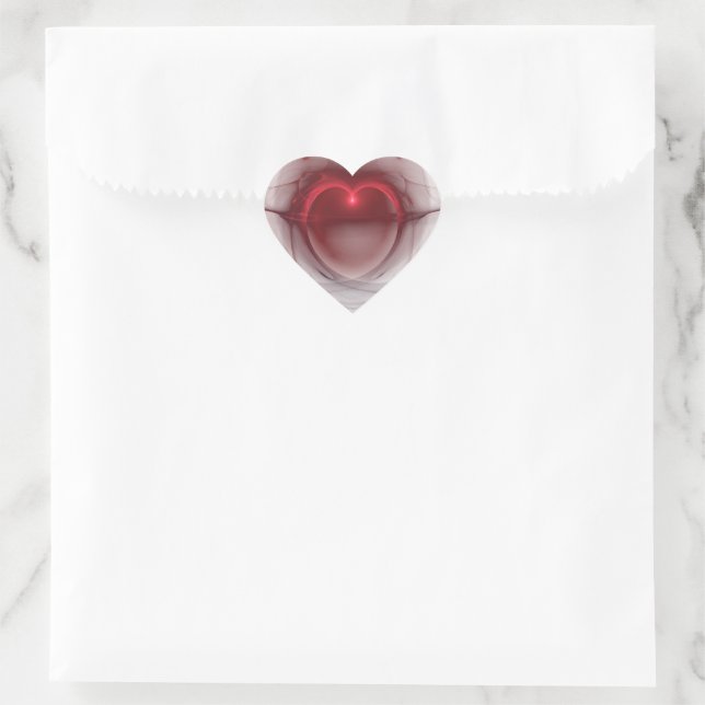 Lighted Heart Over White Background Heart Sticker (Bag)