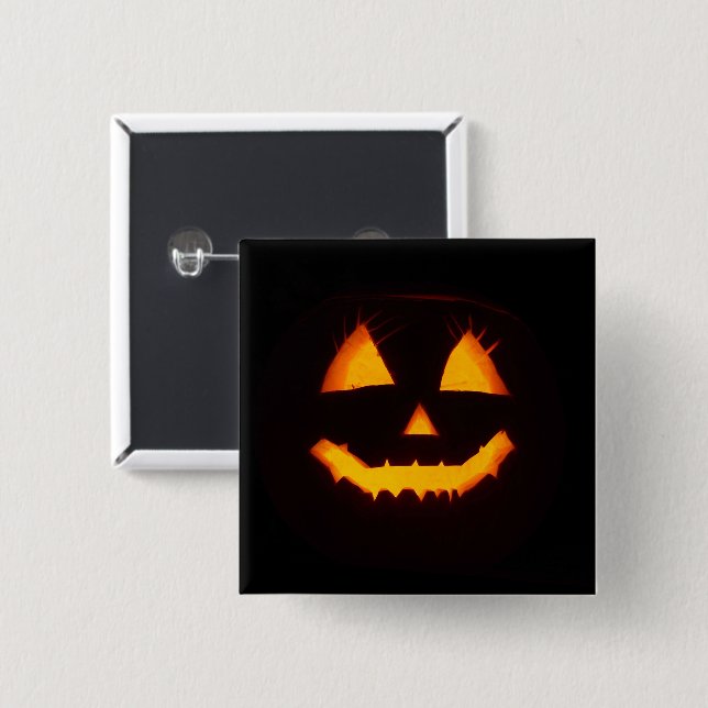 Lighted Jack O Lantern  Button (Front & Back)