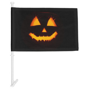 Lighted Jack O Lantern Car Flag