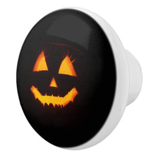 Lighted Jack O Lantern  Ceramic Knob