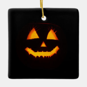 Lighted Jack O Lantern Ceramic Ornament