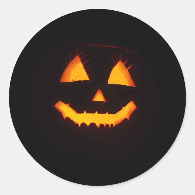 Lighted Jack O Lantern  Classic Round Sticker (Front)