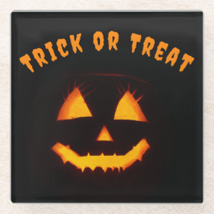 Lighted Jack O Lantern  Glass Coaster