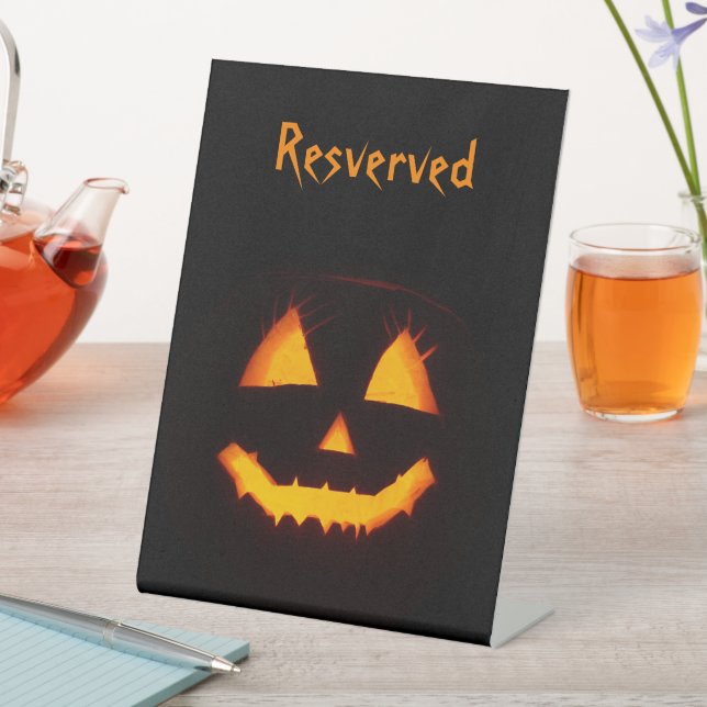 Lighted Jack O Lantern Reserved Pedestal Sign (In SItu)