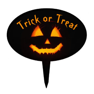 Lighted Jack O Lantern Trick or Treat Custom Cake Topper