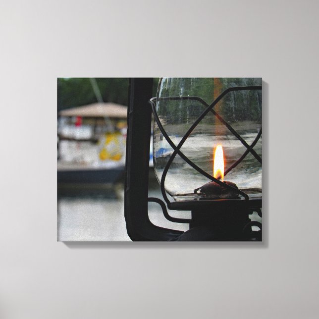 Lighted Lamp by the Lake Canvas Print (Front)