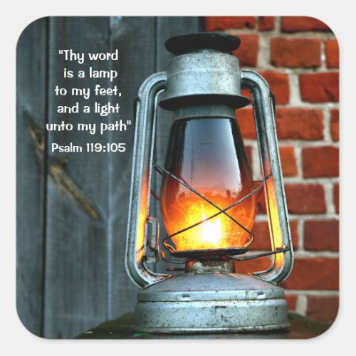 Lighted Lamp with Bible Verse Square Sticker