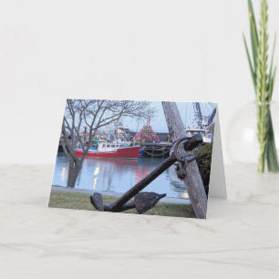 Lighted lobster pot tree Plymouth MA Holiday Card