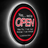 Lighted Open Sign Hours (Angle)
