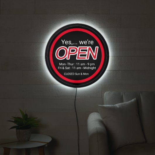 Lighted Open Sign Hours (Living Room)