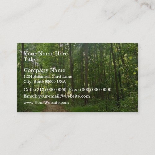 Lighted path in forest business card