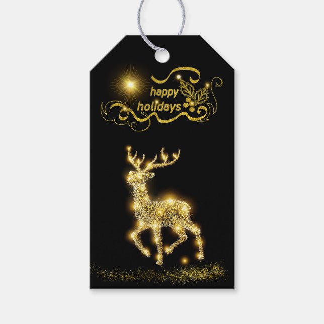 Lighted Reindeer  Gift Tag (Front)