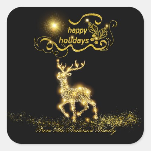 Lighted Reindeer Square Sticker