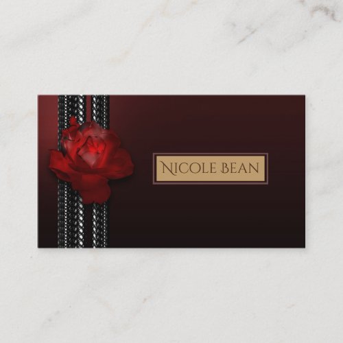Lighted Rose  Lace Burgundy Elegant Business Card