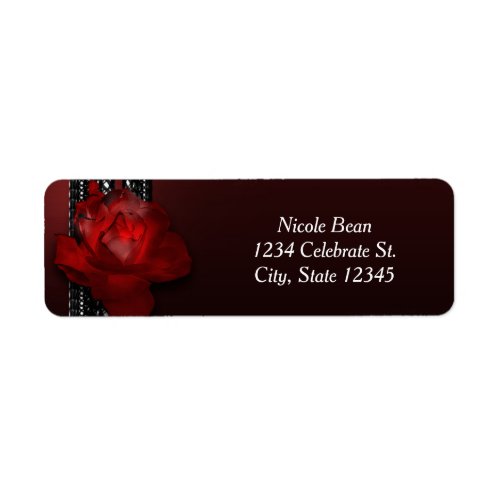 Lighted Rose  Lace Burgundy Elegant Invitation Label