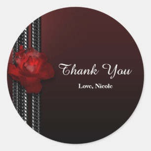 Lighted Rose & Lace Burgundy Party Favor Classic Round Sticker