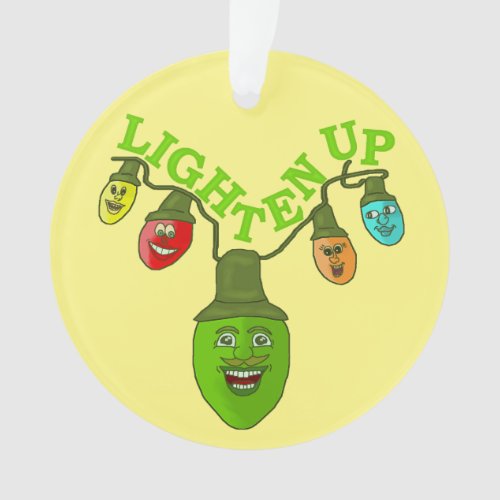 Lighten Up Funny Christmas Pun Cartoon Lights Ornament