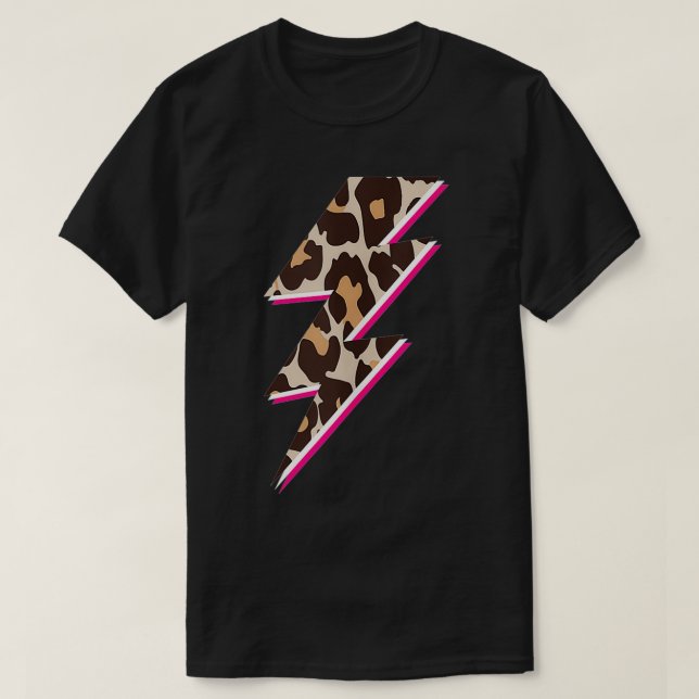 Lightening Bolt Cheetah Print, Leopard Print Light T-Shirt (Design Front)