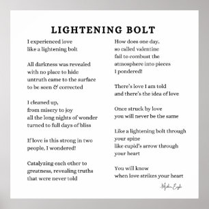Lightening bolt love poem poetry wall art poster