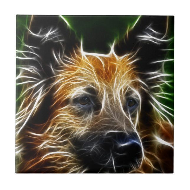 Lightening German Shepherd Dog Tile (Front)