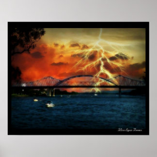 Lightening Storm Riverside Park La Crosse Wi Poster