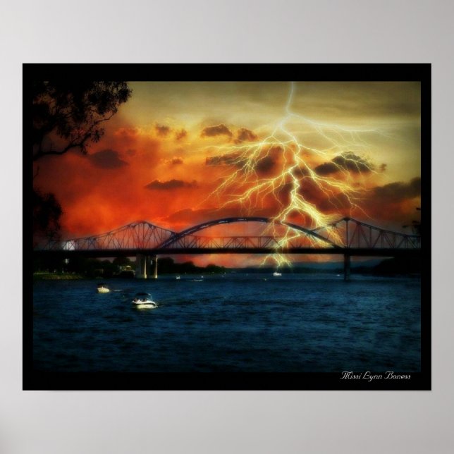 Lightening Storm Riverside Park La Crosse Wi Poster (Front)