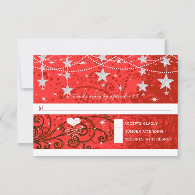 Lighter Red Wedding Under the Stars RSVP (Front)